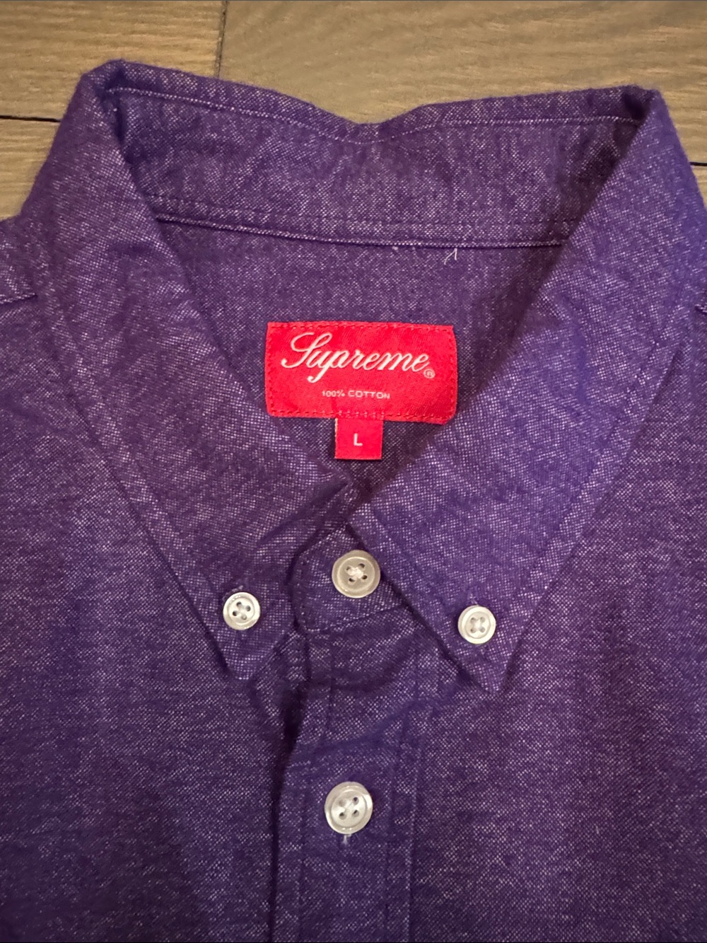 Supreme Deep Purple Long-Sleeve Button Down Shirt - Picture 2 of 7